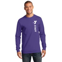 Adult 5.5oz Long Sleeve 100% Cotton Tee  - Vertical Staff Screen Print