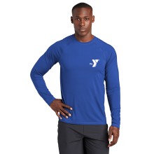 Mens Long Sleeve YMCA Rashguard (Royal) - Left Chest Y Logo w/ Swim Instructor Back