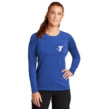Ladies Long Sleeve YMCA Rashguard (Royal) - Left Chest Y Logo w/ Swim Instructor Back