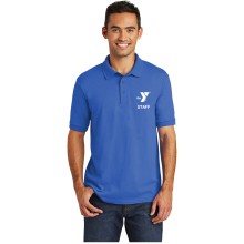 Adult 5.5-Ounce Jersey Knit Polo (Royal) - Screen Printed Left Chest Y STAFF