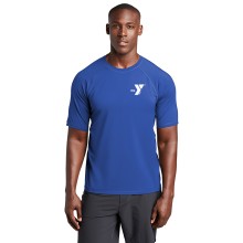 Mens Short Sleeve YMCA Rashguard (Royal) - Left Chest Y Logo INSTRUCTOR w/ INSTRUCTOR BACK