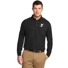 Mens Silk Touch™ Long Sleeve Polo - EMBROIDERED LOGO
