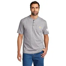 Adult Carhartt ® Short Sleeve Henley T-Shirt - Screen Printed w/ Y Logo on Sleeve