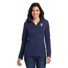 Ladies Pinpoint Mesh 1/2-Zip - Embroidered