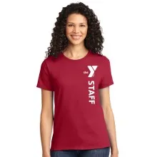 Ladies Heavy Weight 6.1oz 100% Cotton Tee  - Vertical Staff Logo