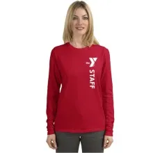 Ladies Long Sleeve 100% Cotton Tee  - Vertical Staff Logo