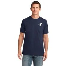 Mens RingSpun Cotton Swim Instructor Tee - YMCA Logo - Swim Instructor (Out of Water Shirt) Navy