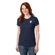  Ladies RingSpun Cotton Swim Instructor Tee - YMCA Logo - Swim Instructor (Out of Water Shirt)
