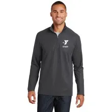 Mens Pinpoint Mesh 1/2-Zip - Embroidered w/ Left Chest Y STAFF