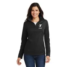 Ladies Pinpoint Mesh 1/2-Zip - Embroidered w/ Left Chest Y STAFF