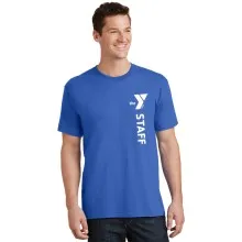 Adult 5.4oz 100% Cotton Tee (Royal) - Vertical Staff Logo w/ STAFF back